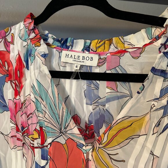 Hale Bob Floral Blouse Size M White Multicolor Silk Top NWOT - Picture 3 of 9